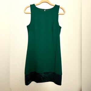 Vince Camuto Dark Hunter Green Sequin Embellished Hem Sleeveless Sheath Dress 8